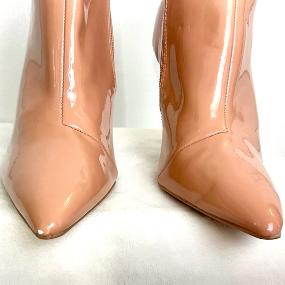 Qupid Blush Pink Patent Leather High Heel Stiletto Pointy Toe Ankle Boot  sz 7 - Picture 6 of 15